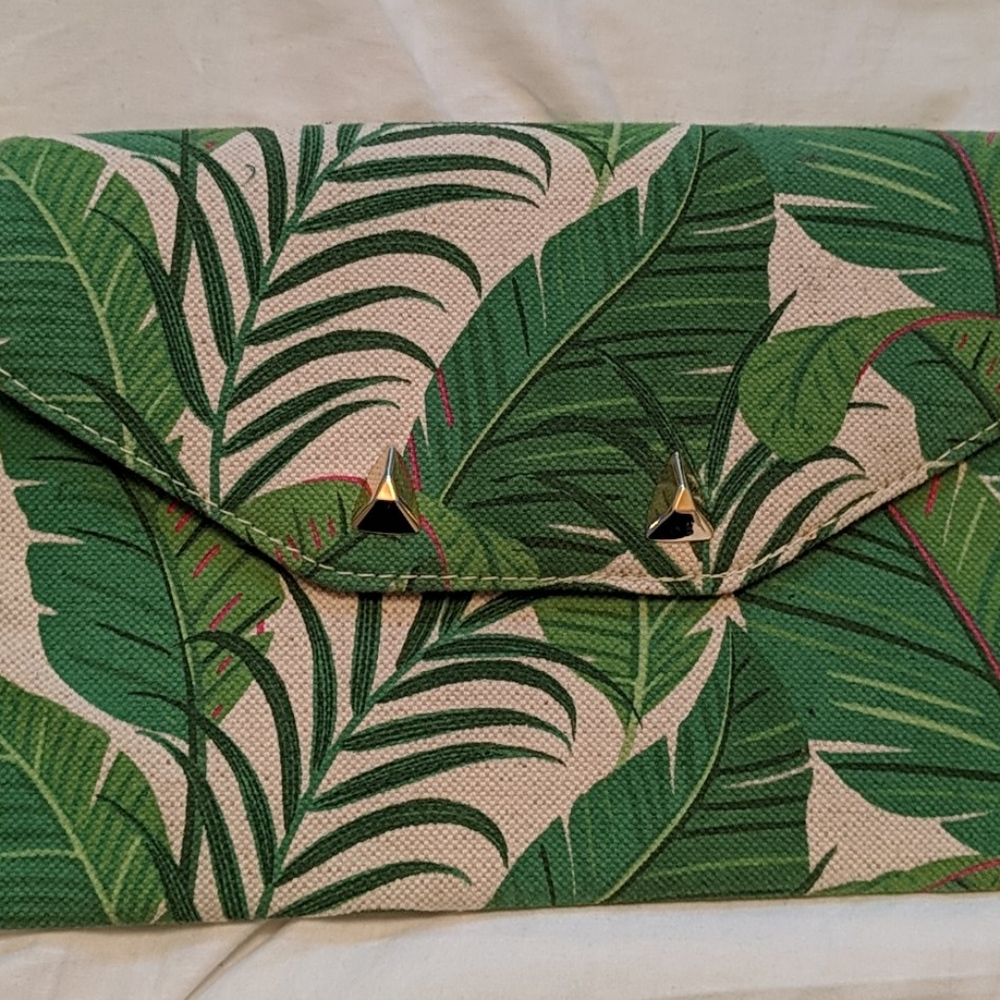 Palm print clutch